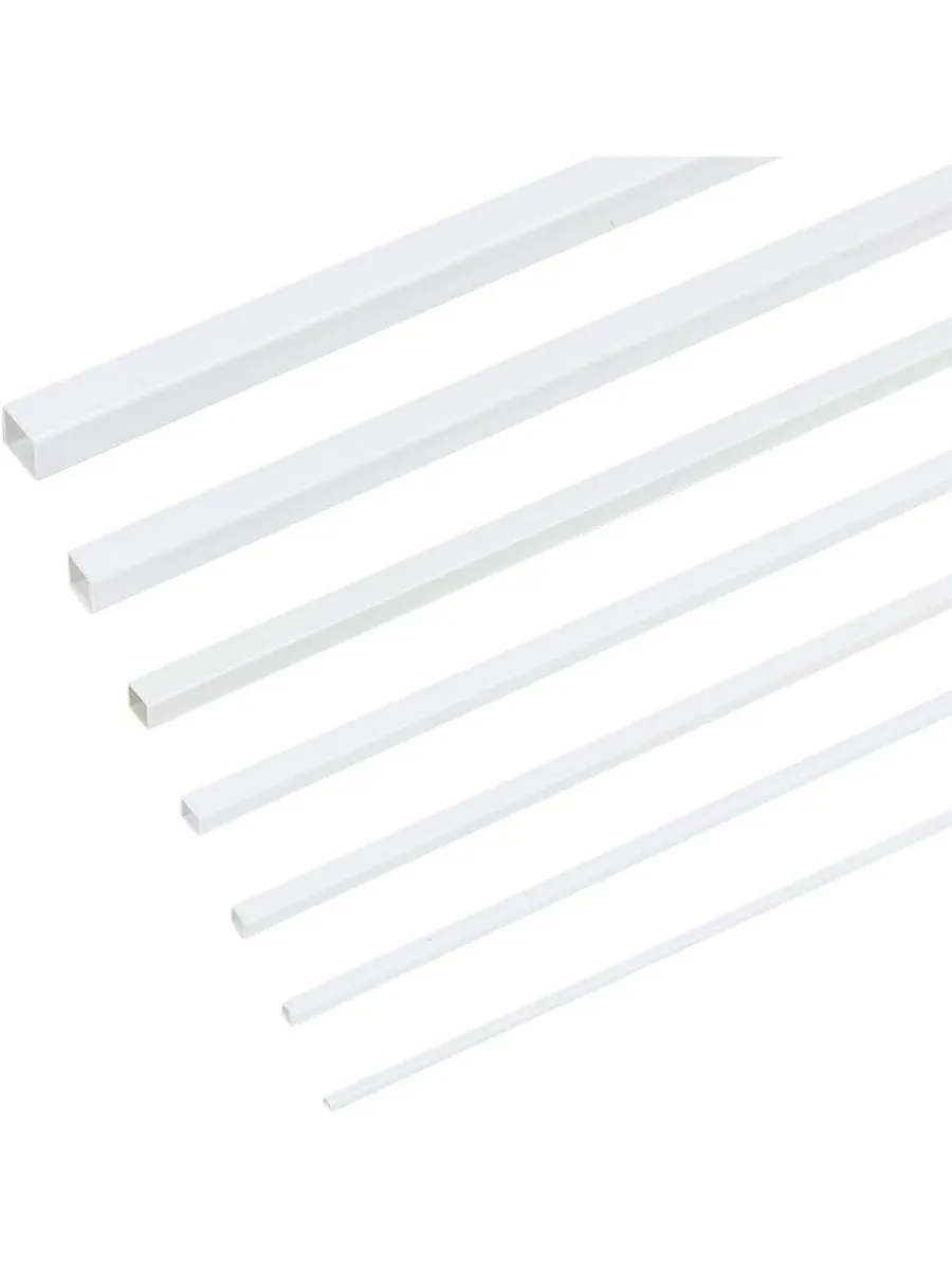 35Pcs 7 Styles ABS Plastic Square Tube 2/3/4/5/6/8/10mm White Plastic Square Tube 9.8 inch Hollow Square Bar Rods Plastic Model