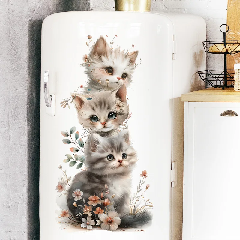 Cute Cat Child Wall Stickers For Baby Room Decoration Wall Decor Bathroom Decoration Bedroom Accessories Adhesive Vinyl Wall