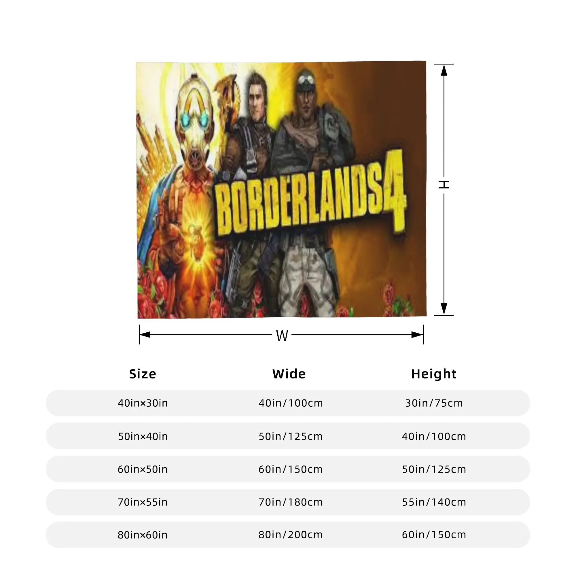 بطانية لعبة Borderlands 4 متعددة المقاسات دافئة ومريحة منفوشة للأريكة والسرير