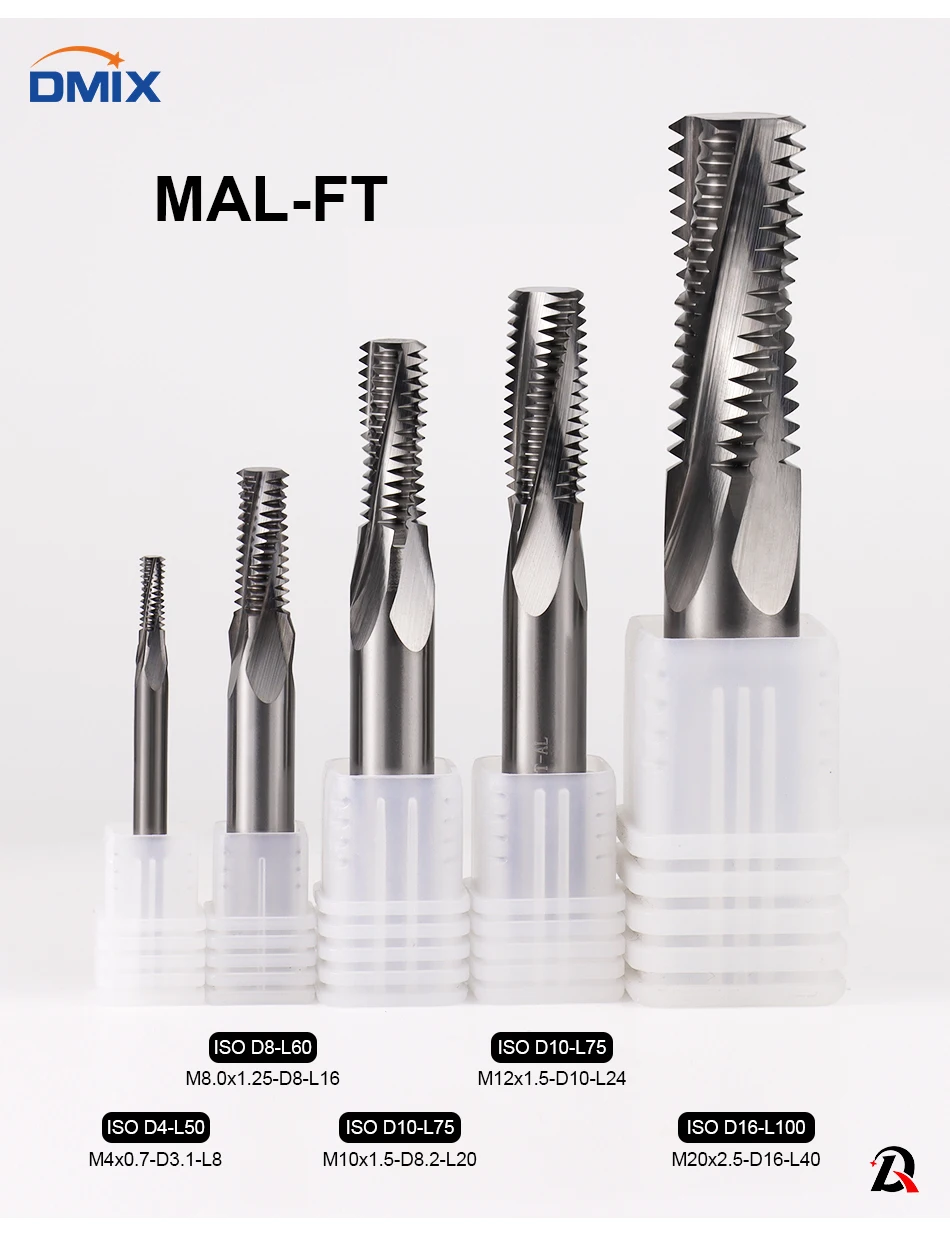 DMIX Vollgewindefräser mit Hartmetallbeschichtung Vollgewinde MHP MAL M3 M4 M5 M8 M10 M12 M14 M16 – Detail 4