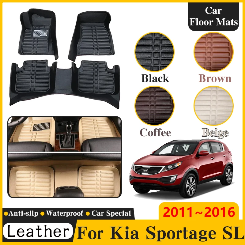 

LHD For Kia Sportage SL 2011 2012 2013 2014 2015 2016 Car Floor Mats Leather Panel Liner Carpet Custom Foot Interior Accessories