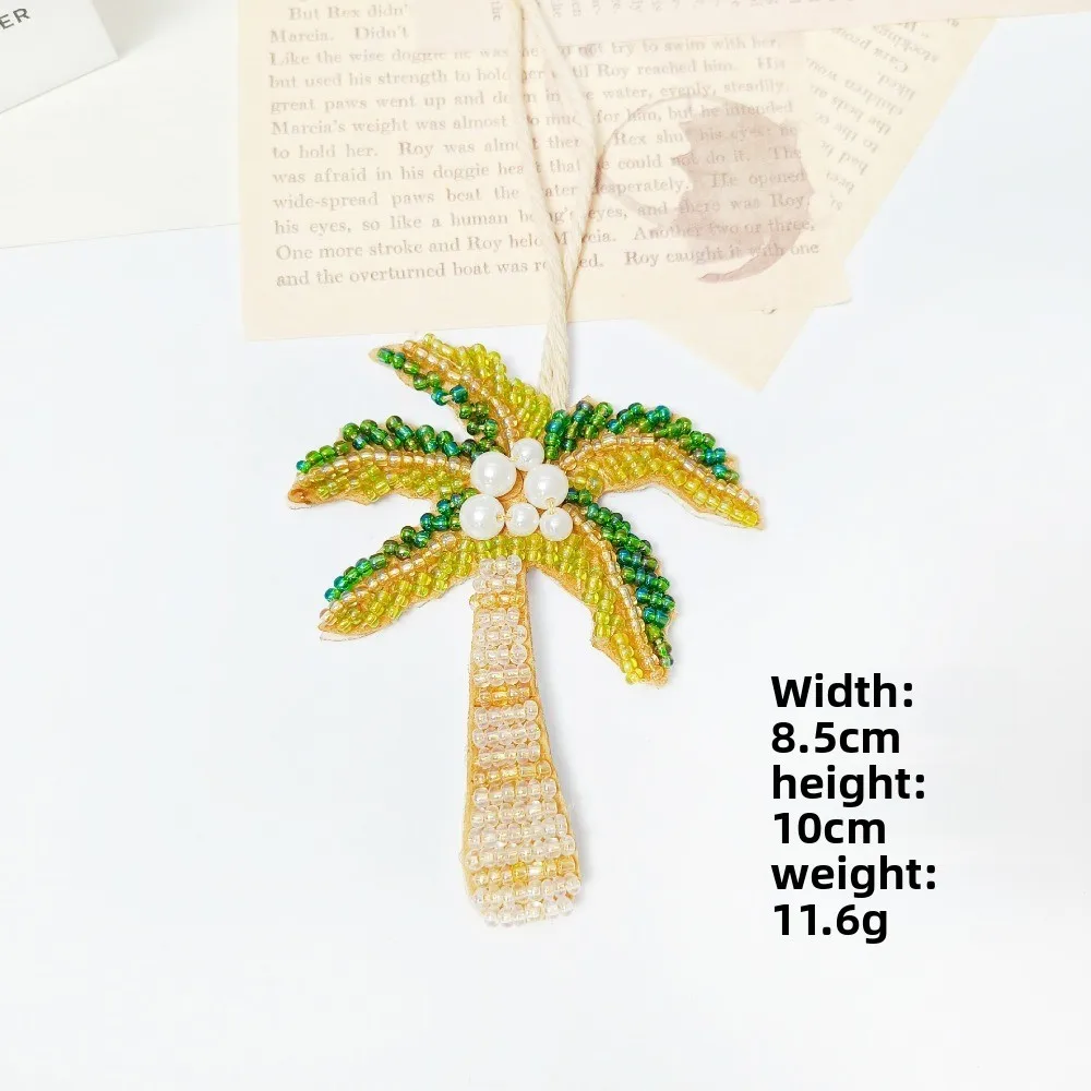 New DIY Patch Handmade Coconut Tree Keychain Crystal Starfish Sequin Sewing Bag Pendant Gift