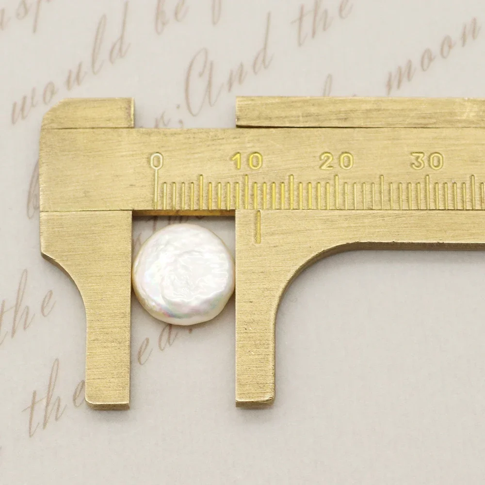 

2pcs White Natural Freshwater Pearl Round Disc Beads 13mm Baroque-style Nonporous Loose Bead DIY Creative Necklace Earring Gift