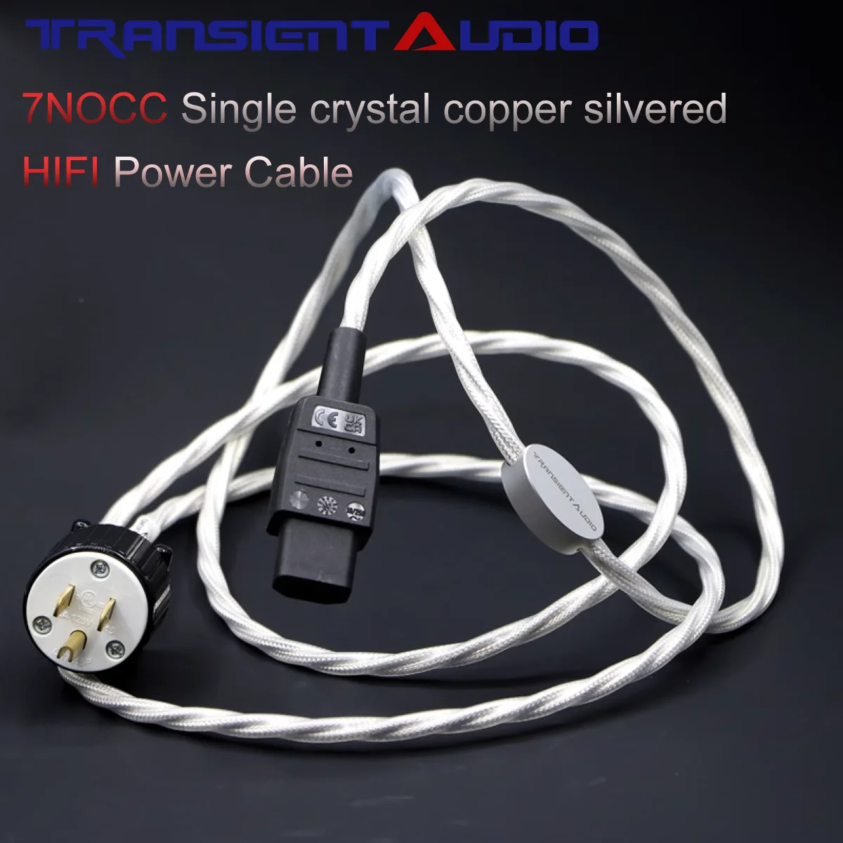 TRANSIENTHI-FIAUIO 7NOCC High-Fidelity Audio Amplifier Power Cable with Silver-Plated Monocrystalline Copper Core, US  Plug