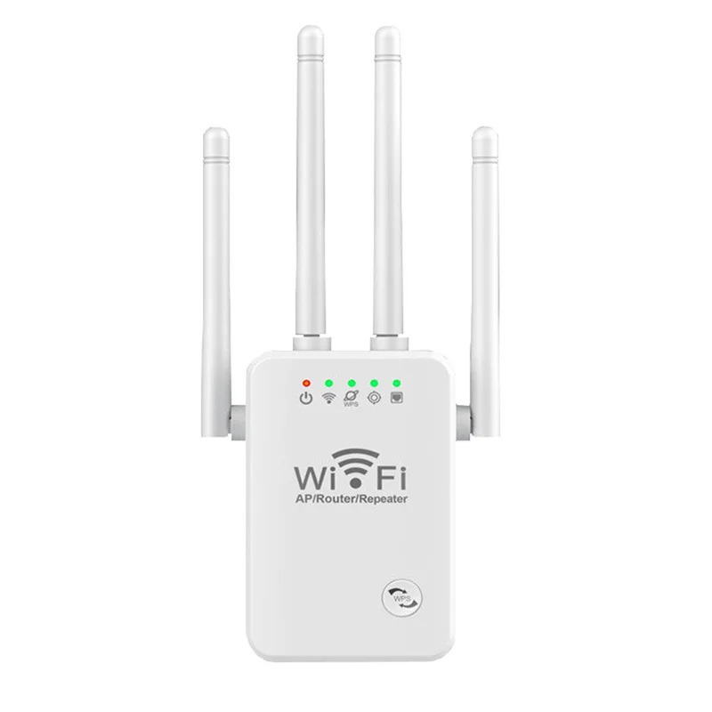 300M WiFi Router Wireless Repeater 2.4G Signal Booster Extender 4 Antenna Router Signal Amplifier for Home(EU