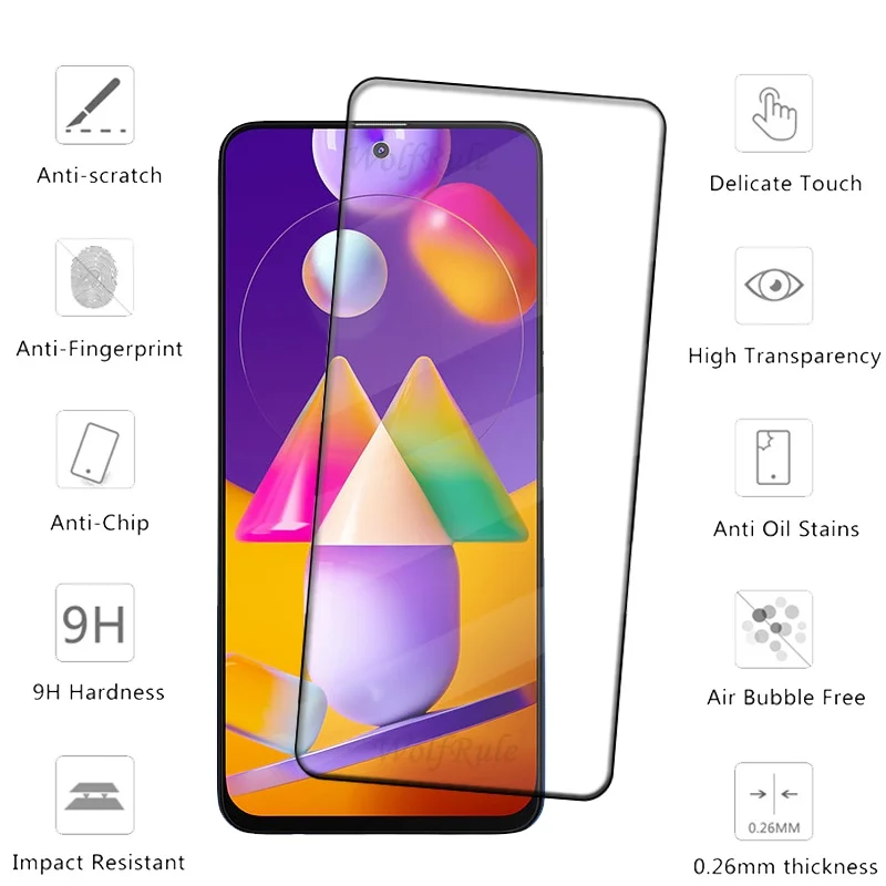 4/3/2/1PCS Volle Abdeckung Glas Für Samsung M31S Glas Samsung Galaxy M31S Glas Volle Kleber Abdeckung 9H HD Screen Protector Samsung M31S