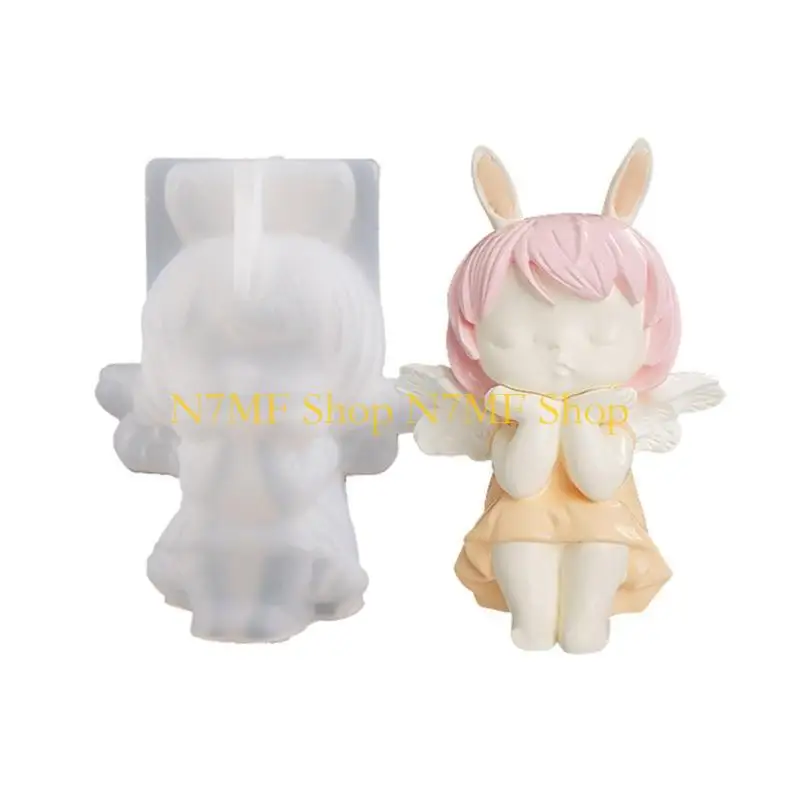 N7MF Angel Wing Girl Girl Mould غير عصا شمعة Silicone قالب Noncstick