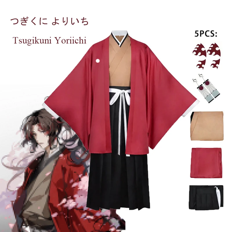 Anime Demon Sayer Tsugikuni Yoriichi Cosplay Hi No Kokyu Full Set Japanese Leisure for Men Novelty Accessories Costumes