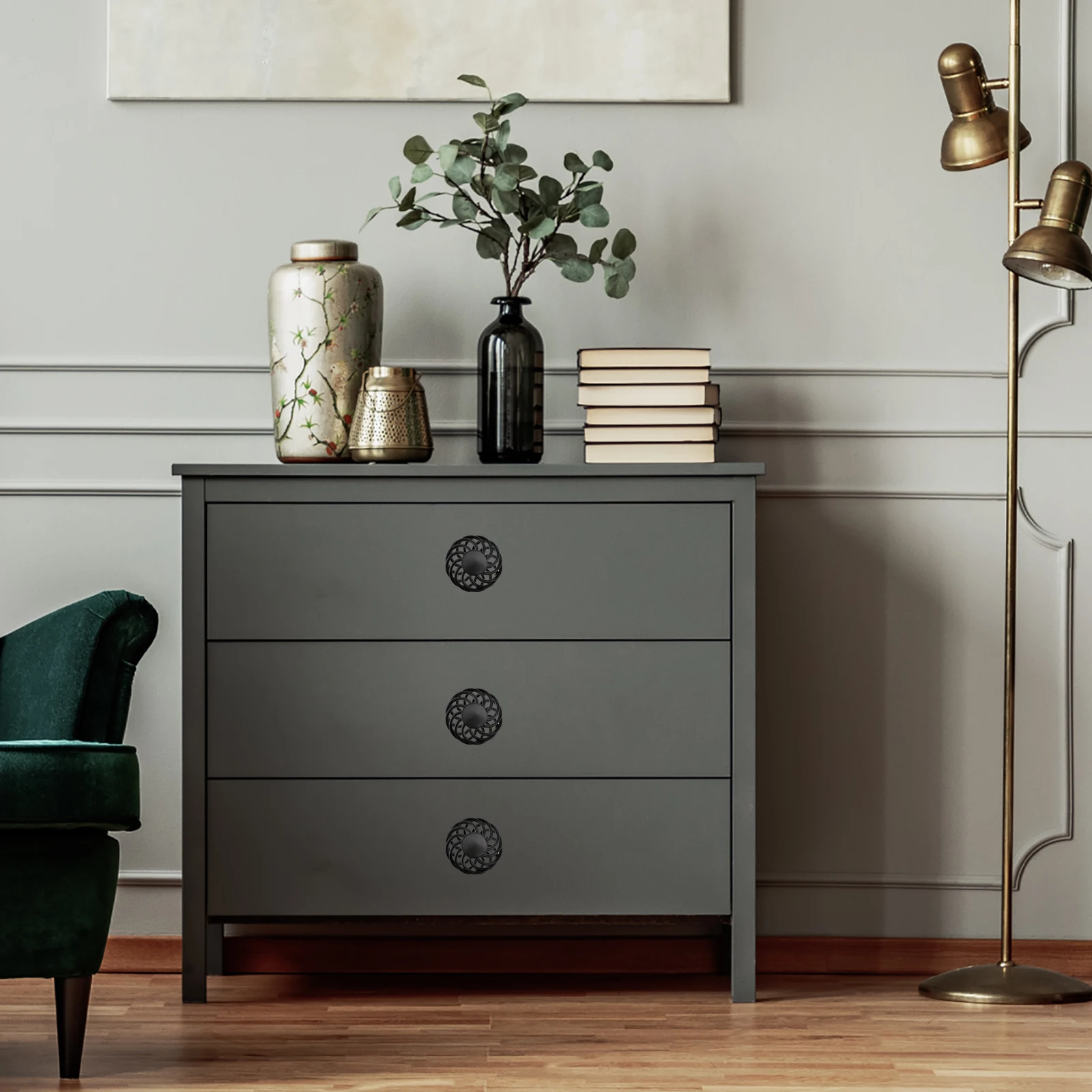 

4 шт., винтажные ручки для гардероба, классические европейские ручки для ящиков в виде птичьей клетки, прочный темно-золотой сплав железа и никеля для шкафов