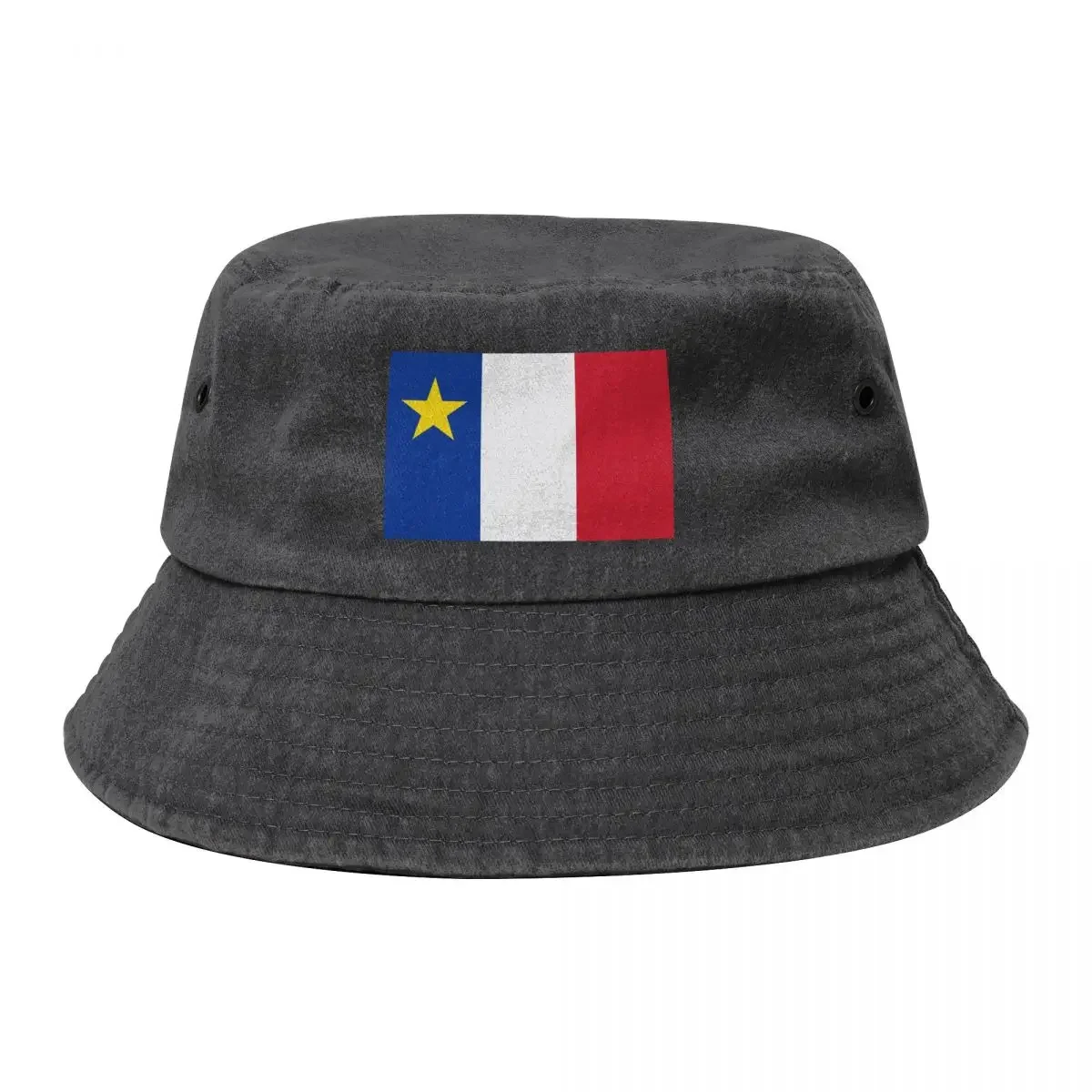 Flag blue white red North American New Brunswick Acadian French Canada HD Bucket Hat Caps Women Men's