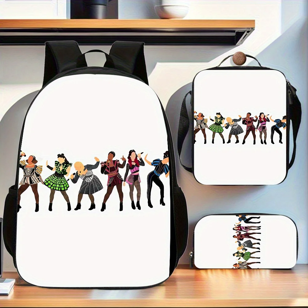 

3pcs Six The Musical Backpack Set | Includes Large Capacity Casual Double Shoulder Backpack, Pencil Bag, and Lunch Box with Zipp