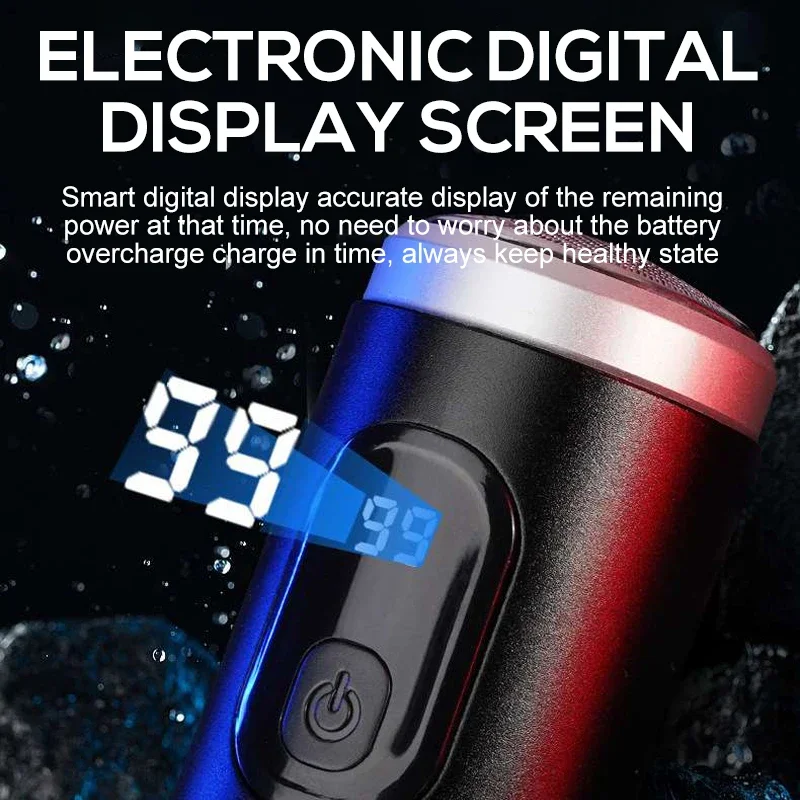 

Mens Electric Shaver with Led Display Type-C Rechargable Mini Portable Electric Shaver Long Endurance Suitable Wet and Dry Razor
