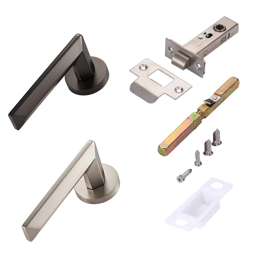Factory Custom Nickel Zinc Alloy Lever Door Handle Kit Lock Lockset Passage Door Handle for Home