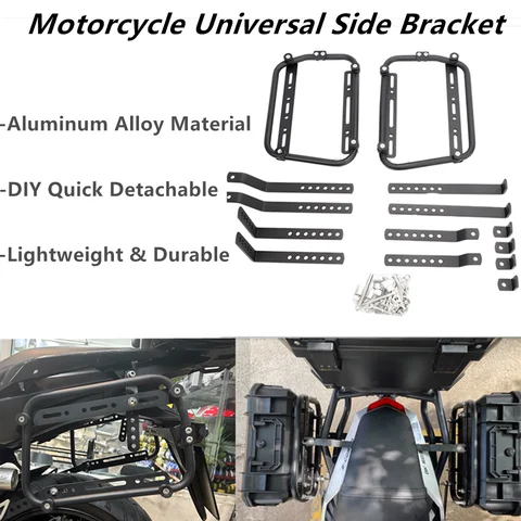 Soporte de caja lateral de motocicleta desmontable rápido-portaequipajes Universal de aleación de aluminio para Yamaha Honda Suzuki Kawasaki