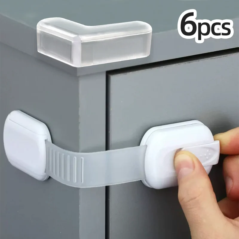 

Детский защитный замок для шкафа, регулируемая длина, защита от столкновений, замок для двери ящика, пластиковая защитная пряжка