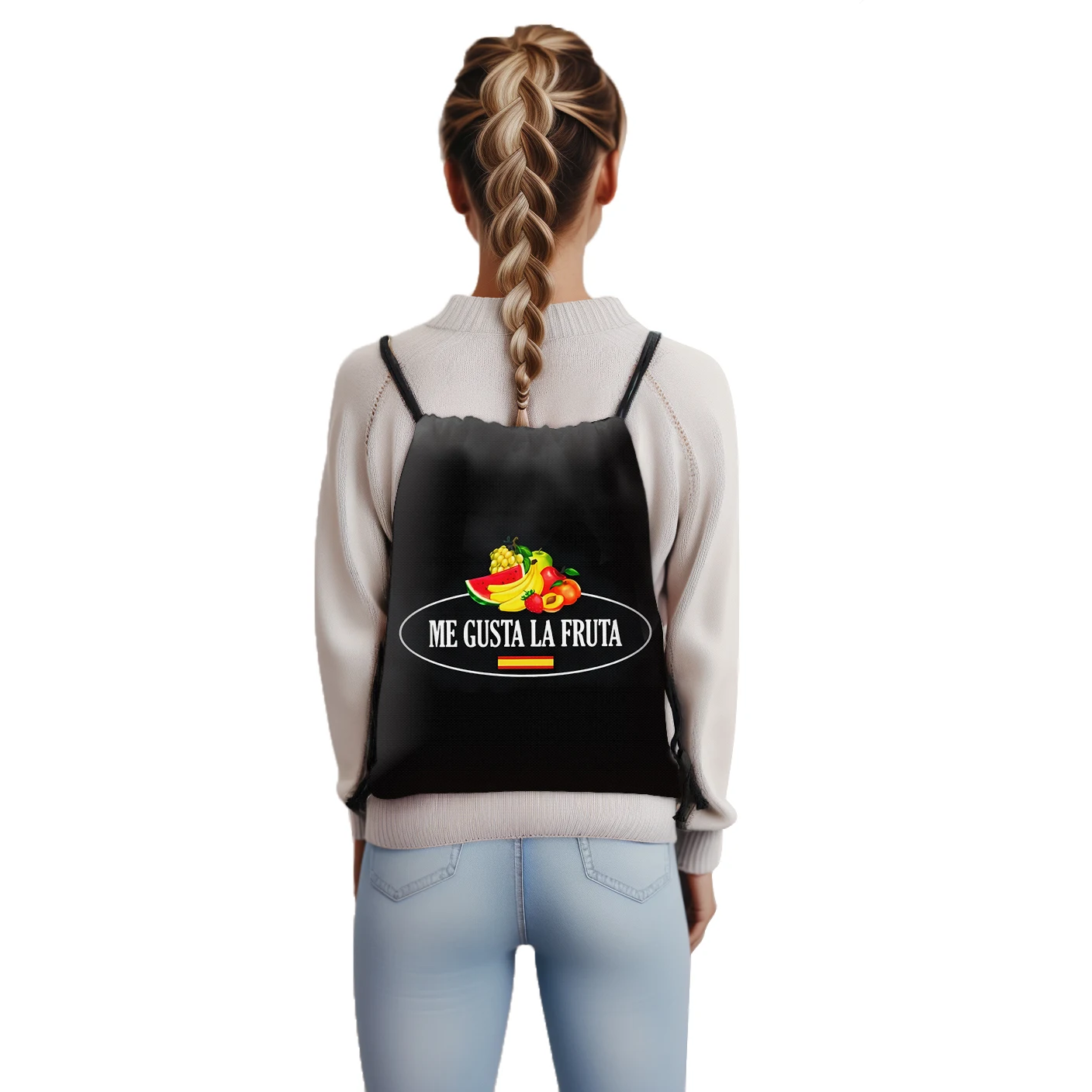 Mochila de Cordão de Frutas para Mulheres, Mochila de Viagem, Meninas e Meninos, Sacos De Armazenamento, Porta Sapatos, La La La La French España