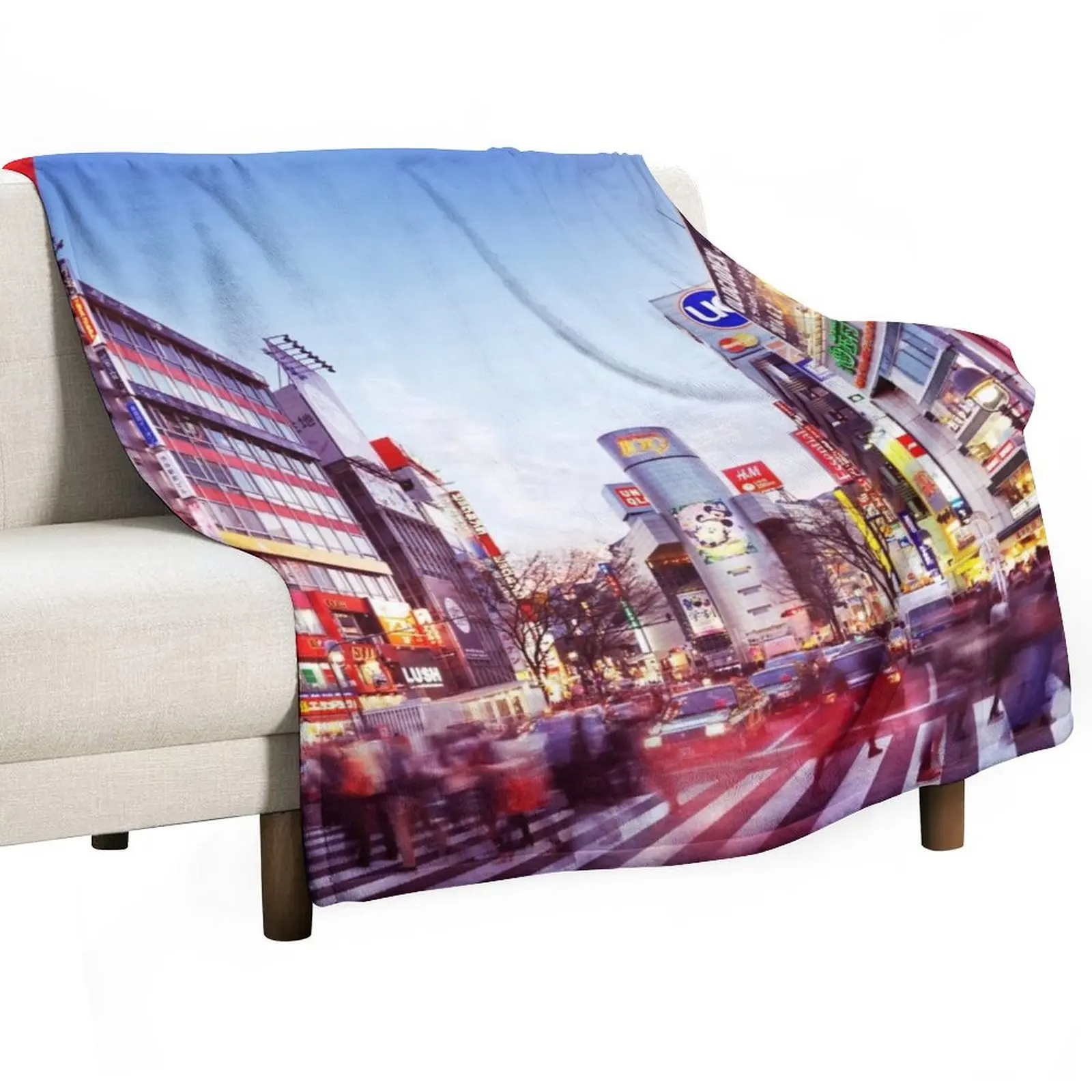 Rush hour at the Tokyo busiest intersection Shibuya crossing full of people art photo print Throw Blanket Hairy Blankets