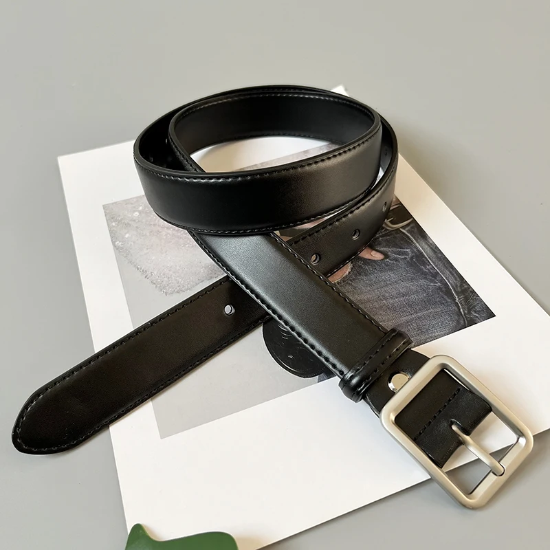 Women's Runway Fashion Black Genuine Leather Cummerbunds Female Dress Corsets Waistband Belts Decoration Narrow Belt TB622