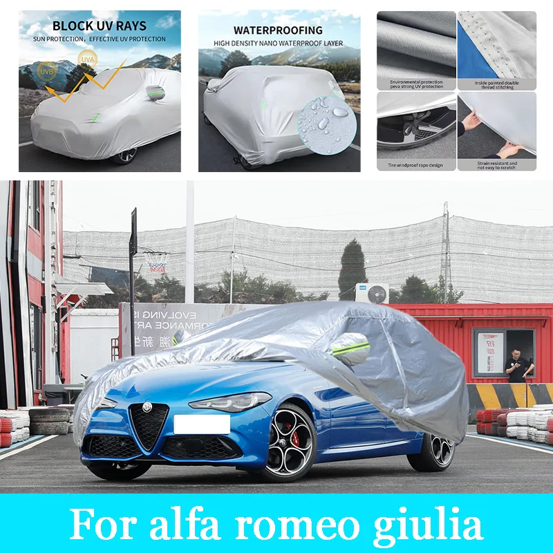 

Автомобильный чехол, уличный полный чехол, солнцезащитный козырек, пылезащитный защитный чехол, универсальный для Alfa Romeo Giulia Hatchback Sedan SUV