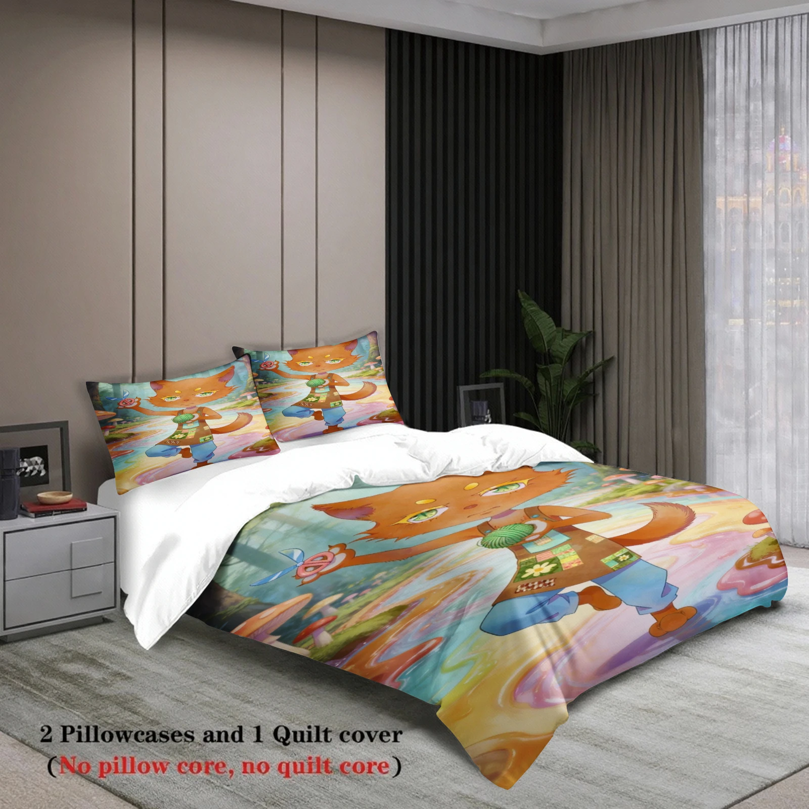 Cute Bedding Set Softville Cozy Town Fern the Quilt Fox With Duvet Cover & Pillowcase For Children's Bedroom Decor