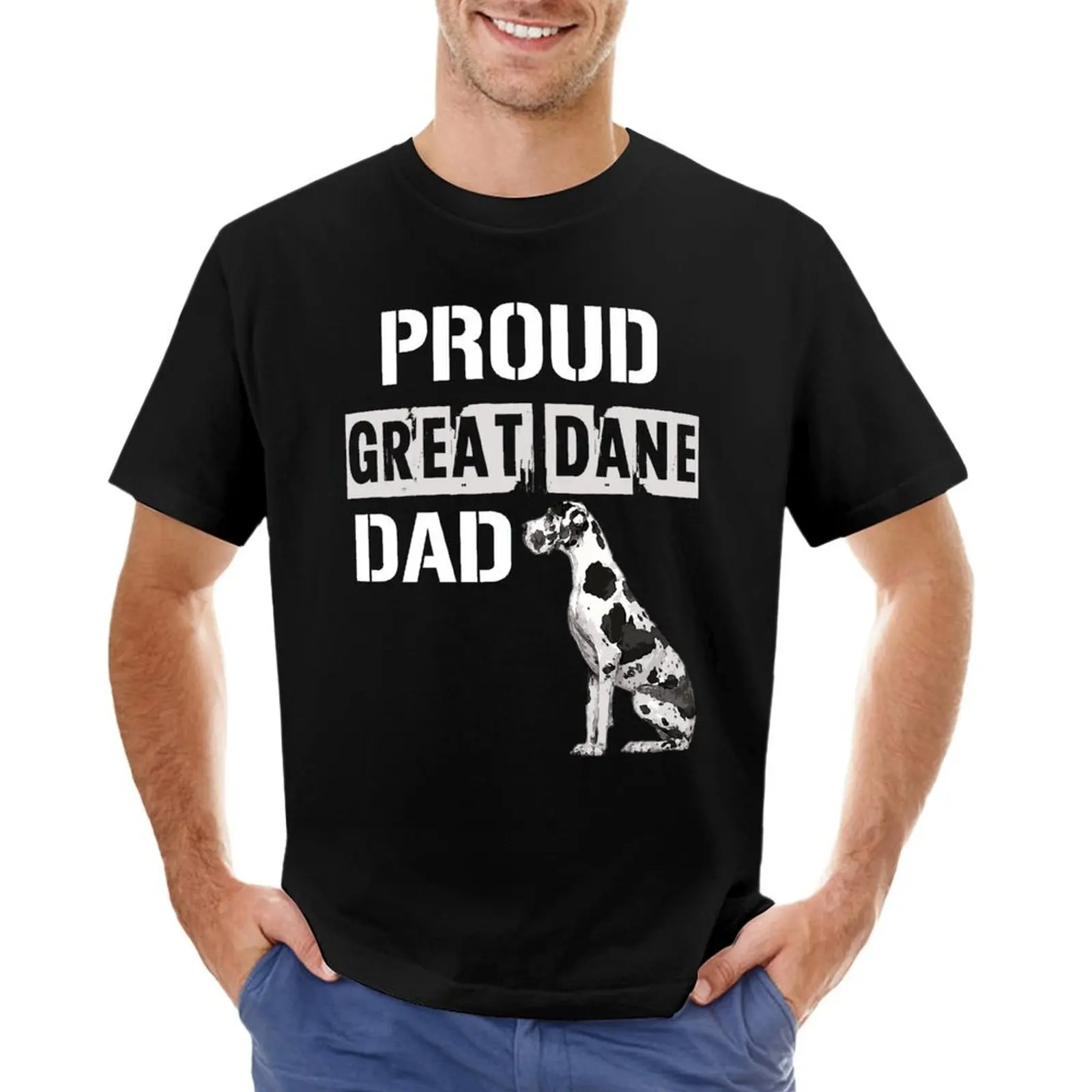 Proud Great Dane Dad T-Shirt summer top heavyweights T-shirt men