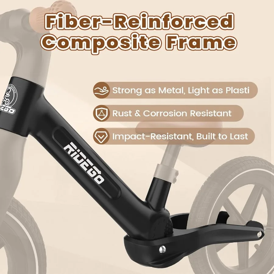 14 Inch Balance Bike for 3 6 Years Lightweight Toddler Bike with Air Rubber Tires Adjustable Seat Durable Push Bicycle Gift for