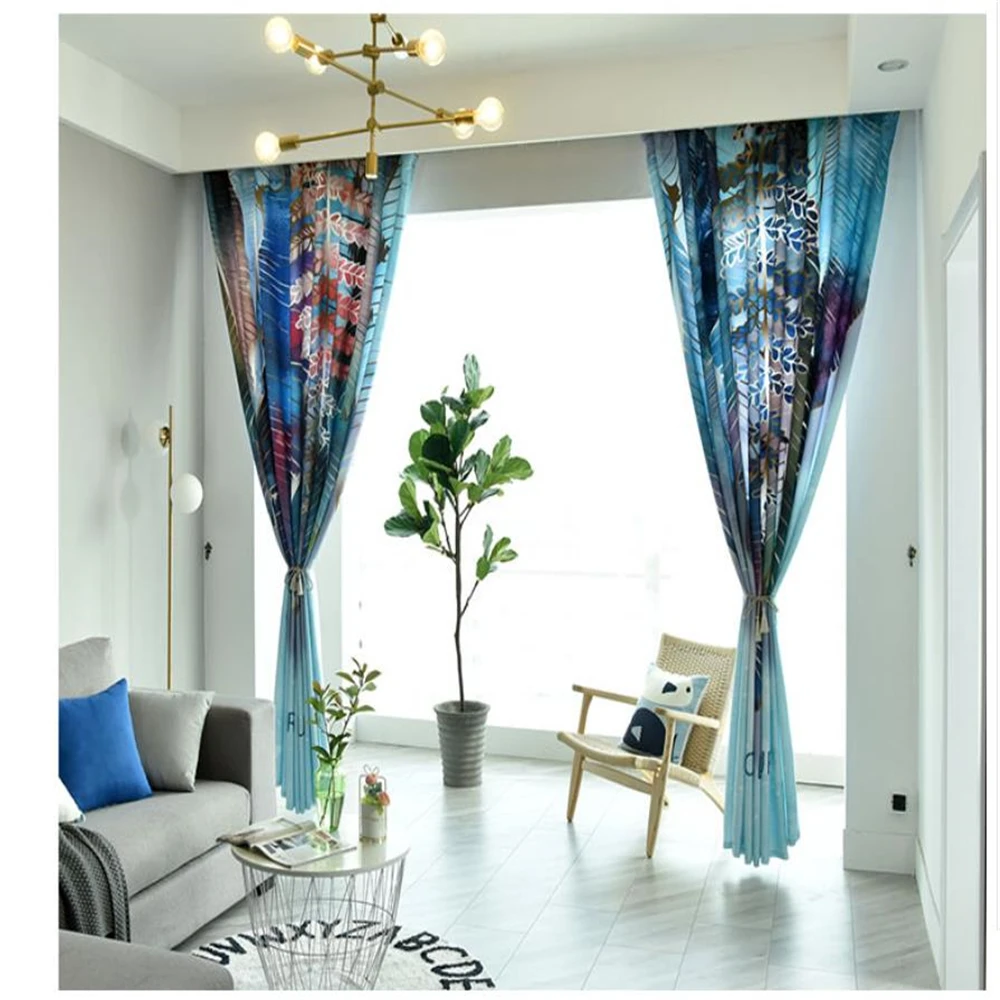 feather 3d curtains Simple curtain living room bedroom personality windproof soundproof curtains blackout curtain