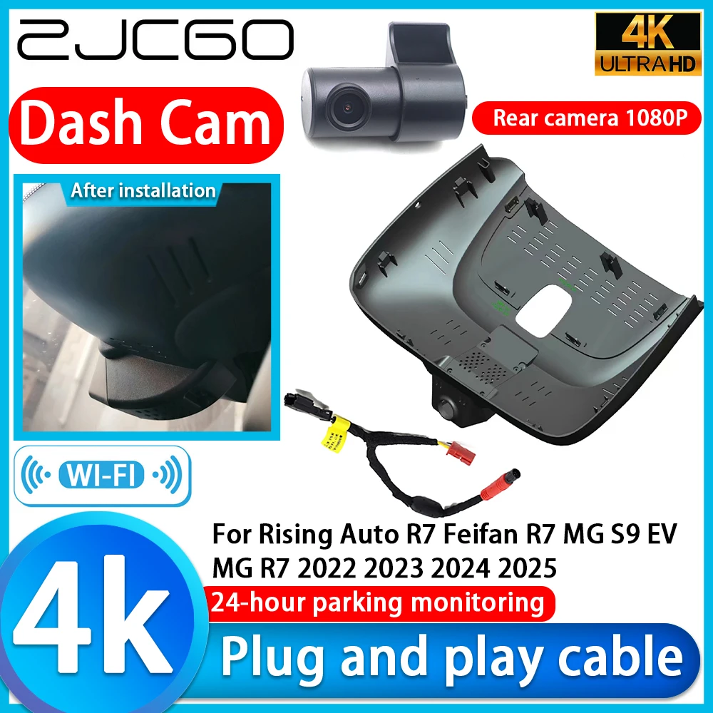 

ZJCGO Video Recorder 4K UHD Plug and Play DVR Dash Cam for Rising Auto R7 Feifan R7 MG S9 EV MG R7 2022 2023 2024 2025
