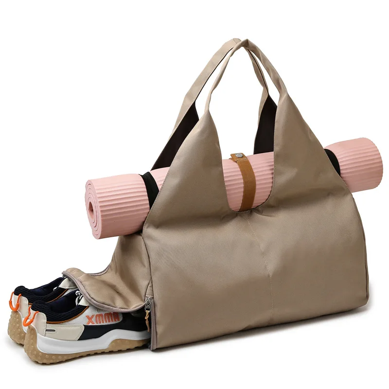 Bolsa de gimnasio a la moda con compartimento para zapatos independiente y bolsillo separado en seco y húmedo para esterilla de Yoga, bolso de mano