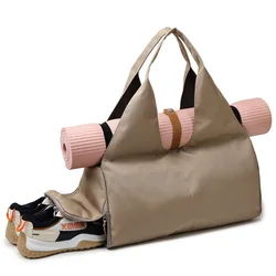 Bolsa de gimnasio a la moda con compartimento para zapatos independiente y bolsillo separado en seco y húmedo para esterilla de Yoga, bolso de mano para mujer