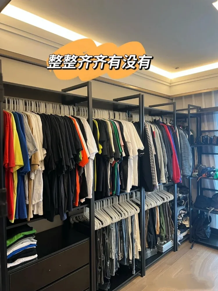 

Walk-in cloakroom shelf bedroom clothes metal frame drawer floor wrought iron combination wardrobe