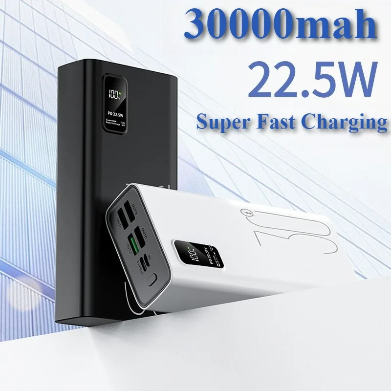 

New 30000mAh Power Bank 22.5W Super Fast Charging Sufficient Capacity Portable Battery Charger for IPhone Xiaomi Huawei