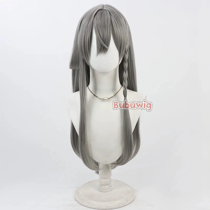 Bubuwig Capelli sintetici Kaida Haru Parrucche Cosplay Virtual YouTuber Kaida Haru 60 cm Lungo rettilineo Grigio scuro Cos Parrucca Resistente al calore