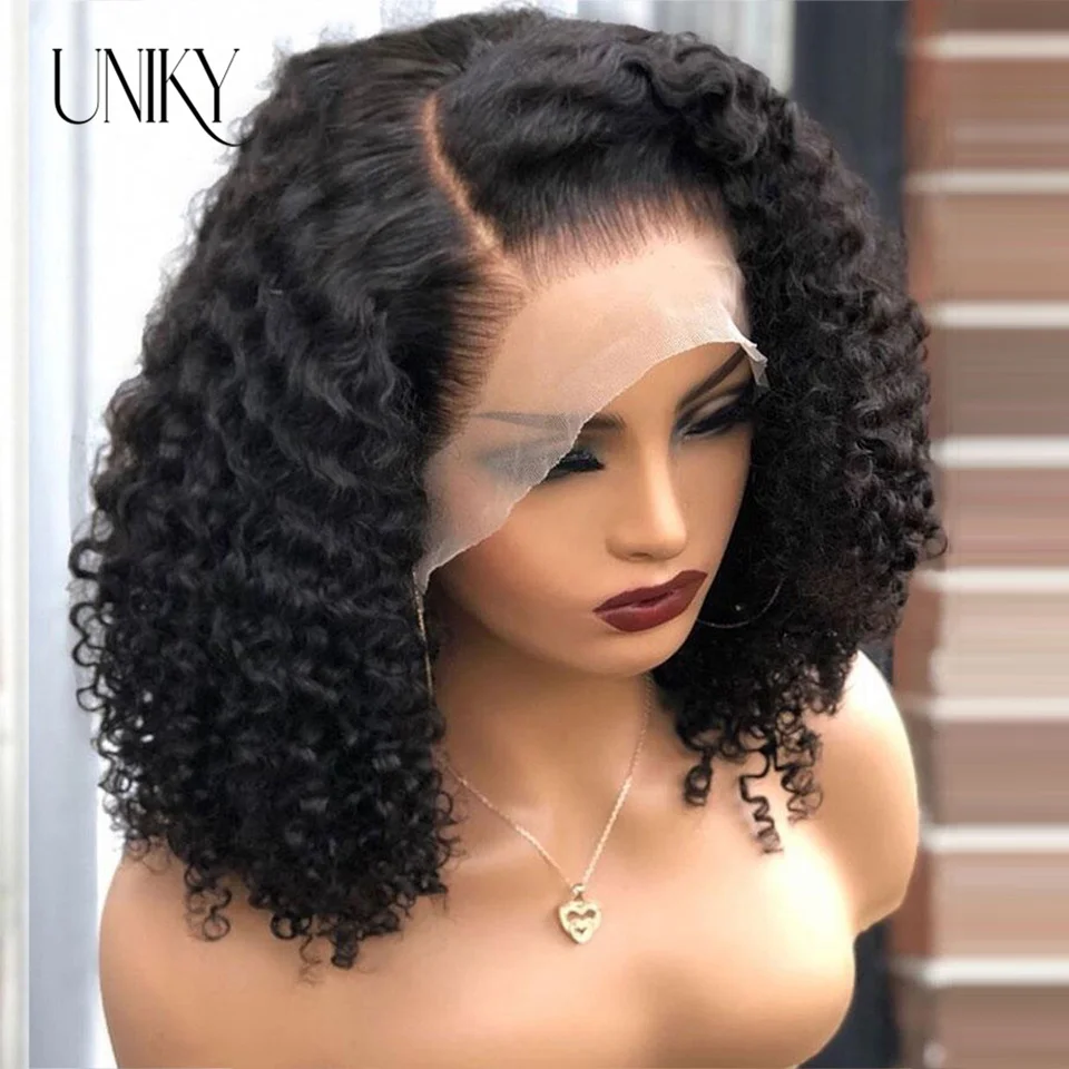 Deep Jerry Curly Bob Wig Lace Front Human Hair Wigs For Women 13x1 HD Transparent Lace Closure Short Wig Perruque Cheveux Humain