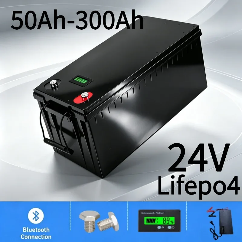 

24V 50Ah 100Ah 150Ah 200Ah 300Ah LiFePO4 Battery Bluetooth BMS APP Waterproof 8S Lithium Iron Phosphate Battery for Golf Cart Bo