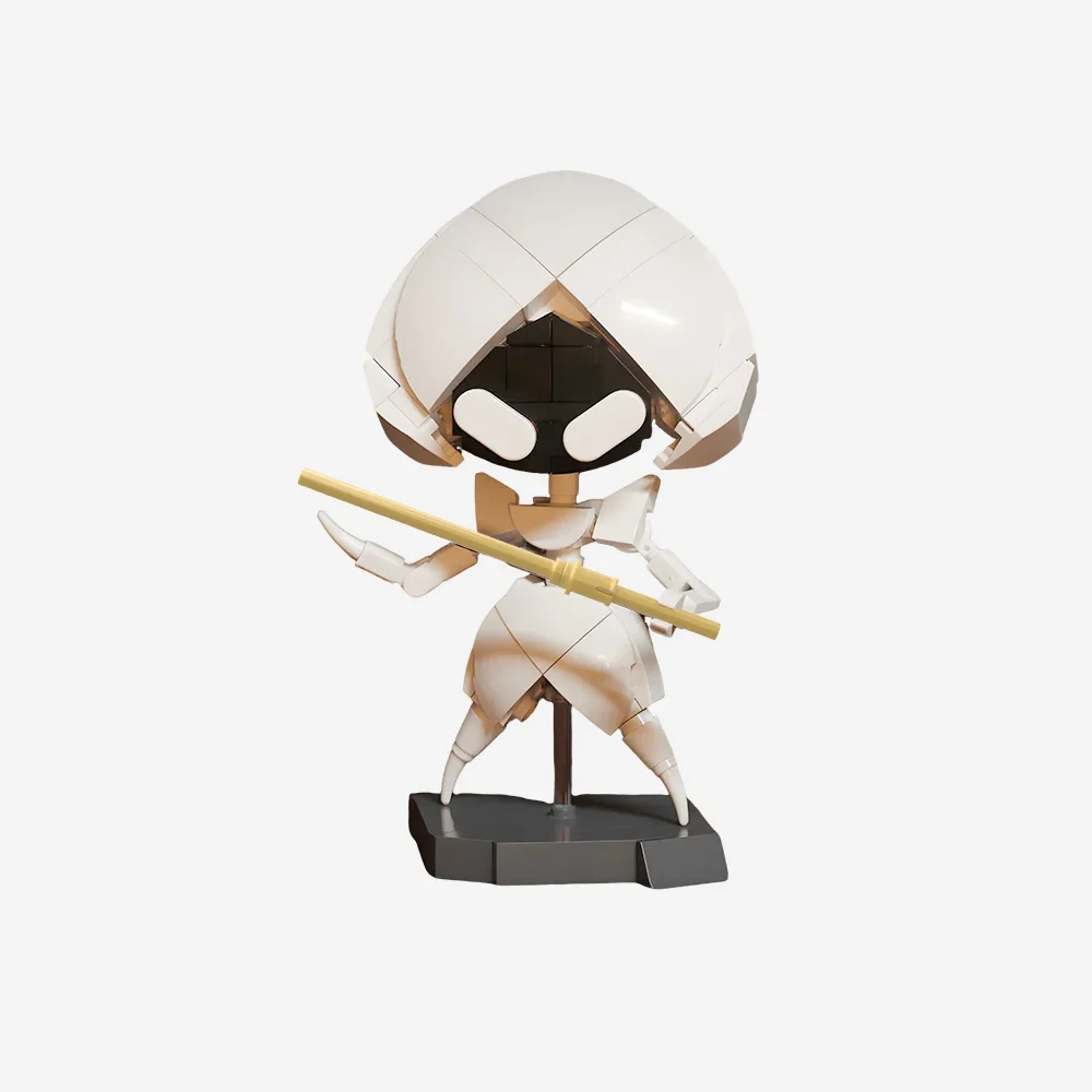 

Конструктор MOC: Фигурка рыцаря-женщины-мечницы Silksong с милой игрушкой-попрыгунчиком из кирпичиков, подарок для взрослых