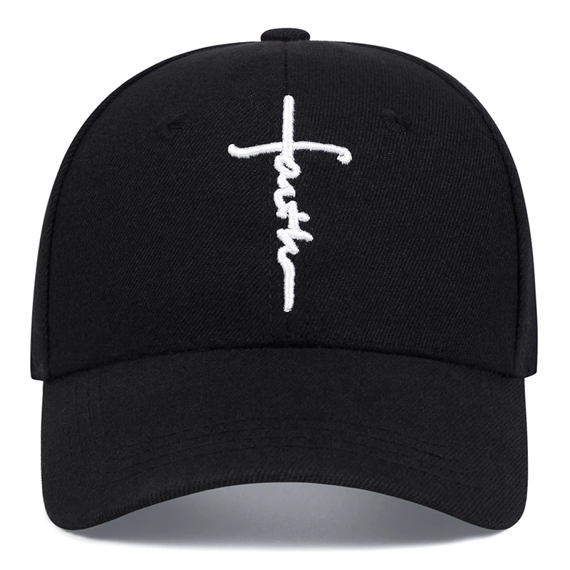 Modna czapka z daszkiem z haftem wiary mężczyźni kobiety wiosna lato kapelusze przeciwsłoneczne bawełna czapka typu Snapback Unisex Hip Hop czapki