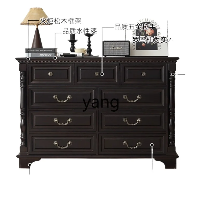 

TGF solid wood Roman column storage bucket cabinet household bedroom light luxury solid wood large capacity bucket cabinet