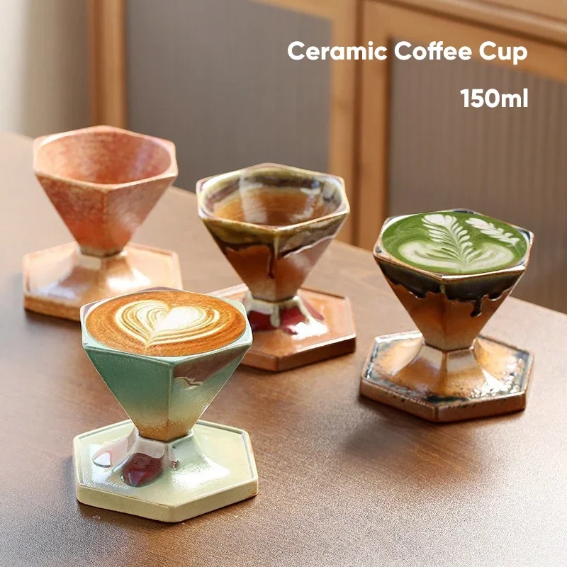 

Creative Ceramic Tea Cup,Retro Style Latte Coffee Cup,Espresso Cups,Household Pottery Coffee Mug, Afternoon Teacup Mugs,1Pc