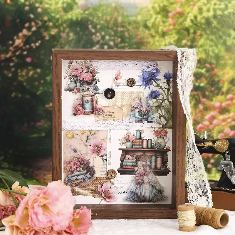 6Style 15Pcs/bag Weaving Dream Workshop Series Sewing Theme Stickers for DIY Handbook Phone Case Notebook Photo Frame Decoration