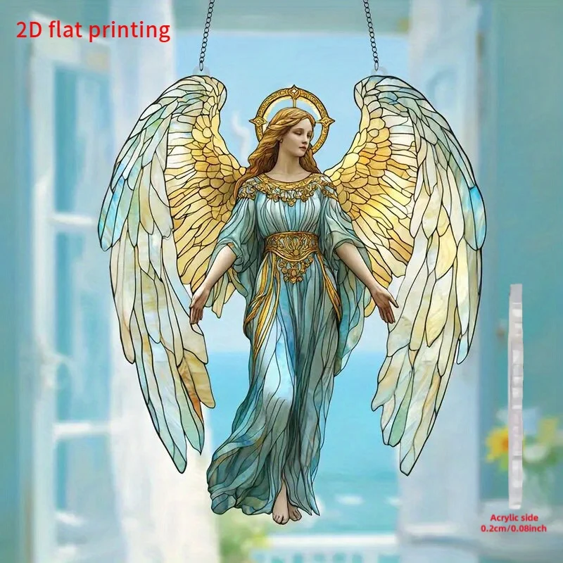 Angel Goddess Flat Acrylic Bohemian-style 2DLight-catching Pendant Design Holy Beautiful Window Door Decoration Living Room Gift