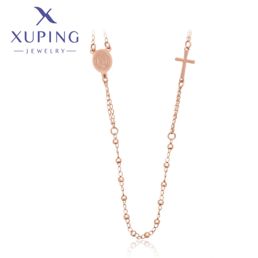 Xuping Jewelry Fashion Stainless Steel Circular Rose Gold Color Chains Necklace for Women Men Christmas Party Gift T000928166