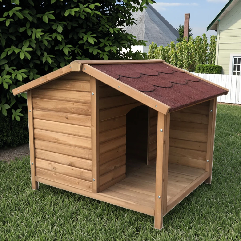SDD011 Eco-Friendly Large Breed Fashionable Outdoor Dog Kennel Handmade Wood Crafts With Printed Pattern For Your Furry Friend