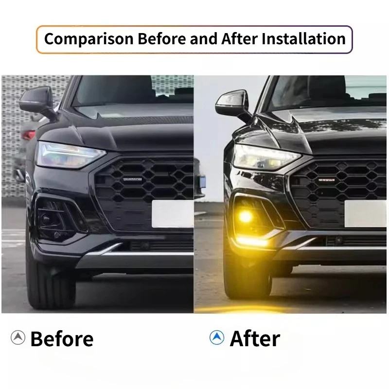

For Audi Q5L 2021-2025 LED High Brightness Golden Eye Lens Fog Light Front Bumper Fog Lamp Modification Accessories Plug & Play