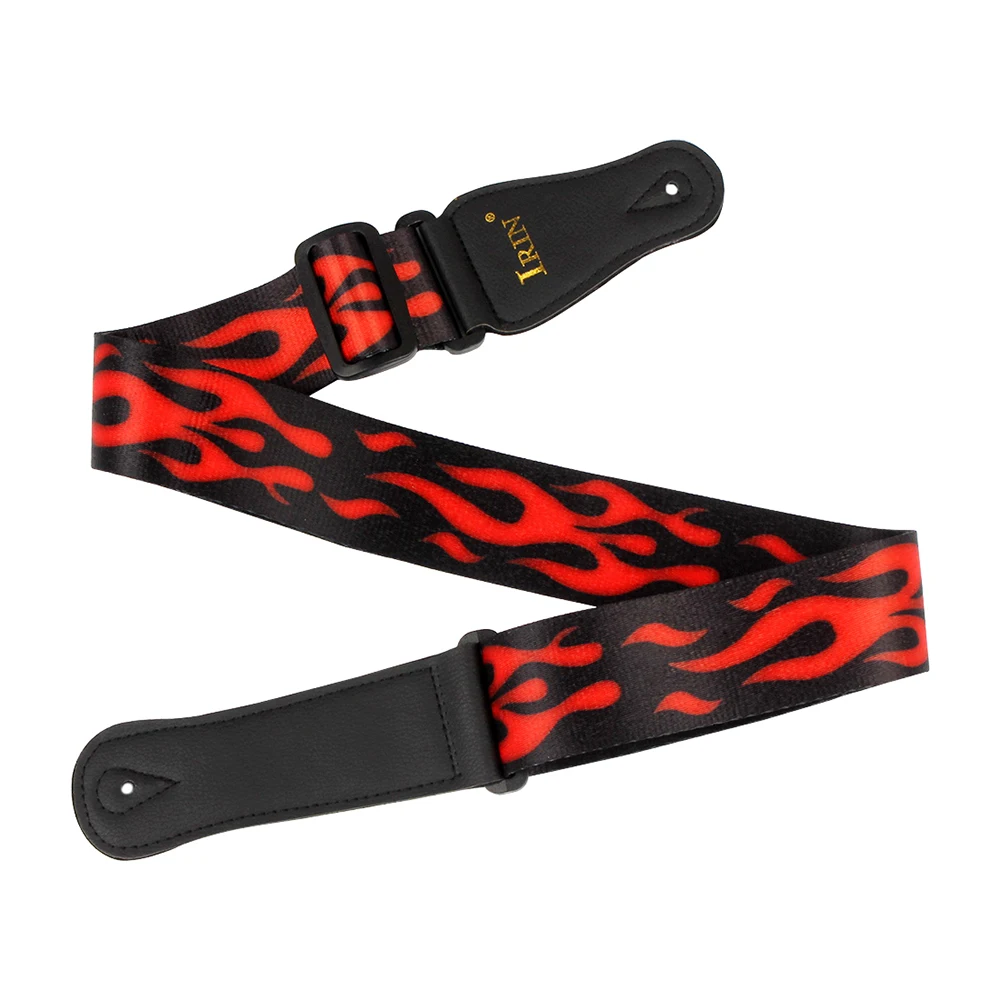 Universal Guitar Strap PU Leather Ends Adjustable Acoustic Guitar Bass Strap Belt Flame Strap Guitar Bass Parts & Accessories