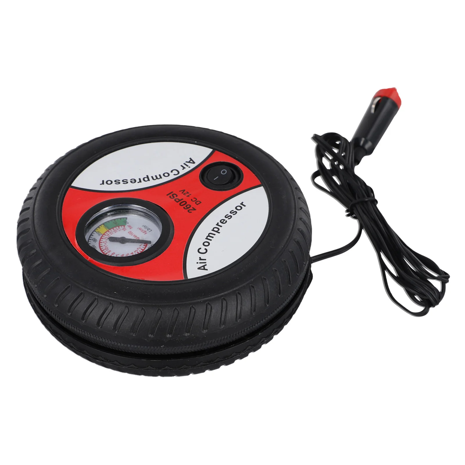 1x 12V Portable Air Compressor 260psi Tire Inflatable Pump Suitable For Inflating Car Tires/ Balls/ Rubber Floats/ Hovercrafts