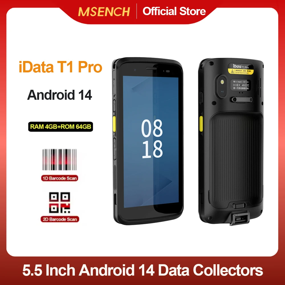 

4G + 64 ГБ КПК Moblie Data Terminal Android 14 Google GMS Прочный высокопроизводительный 1D 2D сканер штрих-кода iData T1 Pro