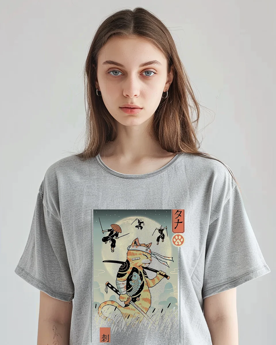 Retro T-Shirt For Men, Washed Cotton Tees, Pussy Design Printed Streetwear, Harajuku Hip Hop Short Sleeve, Y2K Unisex T Shirts