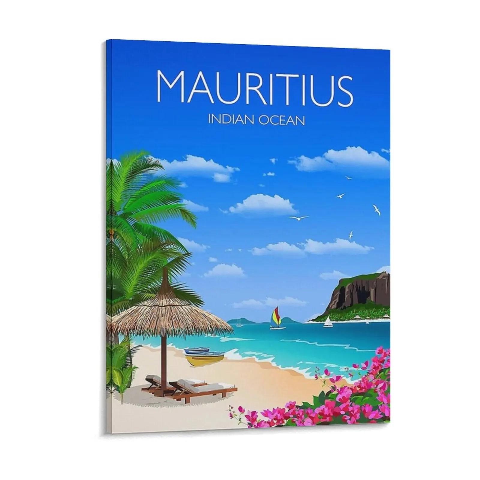 

Beautiful Beach Mauritius Canvas Painting Plaques Custom Party Create Cinema Wall Decor Framed Wall Painting