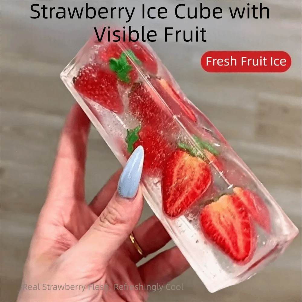 Fidget Transparency Fruit Ice Cube Squishy Realistic Non Rebound Fruit Squishy Kneading Comfortable Fruit Jelly Stick Party